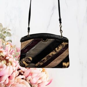 Vintage Bags By Supreme Multi Patch SnakeSkin Shoulder Crossbody Bag